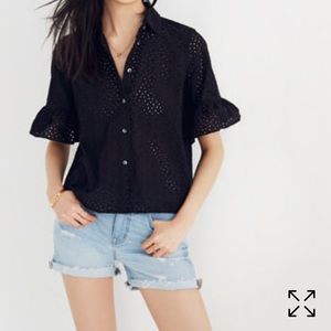 Madewell Bell Sleeve Eyelet Top in Black!